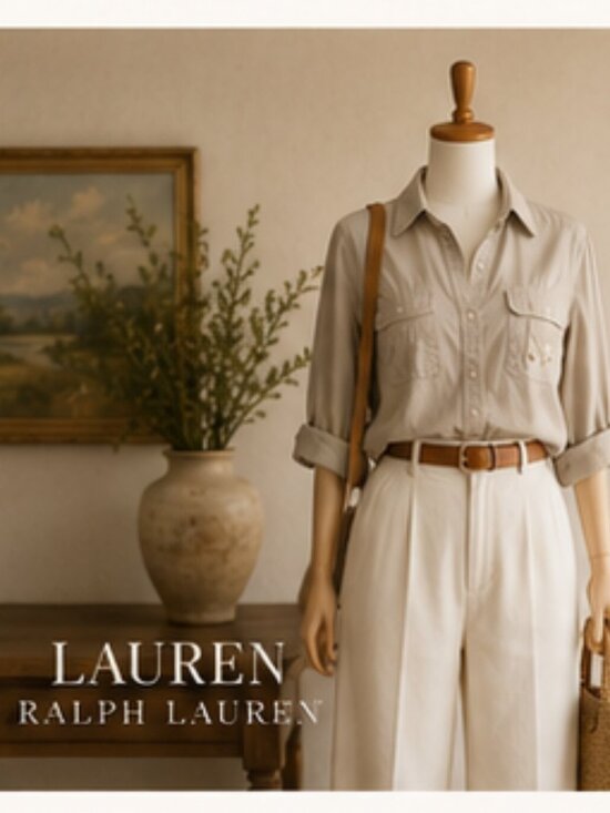 Lauren Ralph Lauren Tops - Lauren Ralph Lauren Safari Utility Shirt Khaki Cotton Quiet Luxury Equestrian L